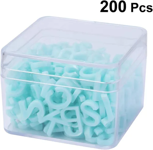 Vista 9 de Exceart 200 adornos de resina con parte trasera plana del alfabeto con caja de almacenamiento de plástico para manualidades, álbumes de recortes