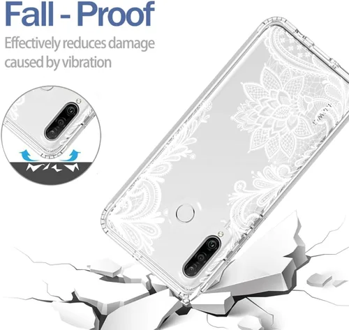 Vista 7 de Funda para P30 Lite/Nova 4E MAR-LX3A con protector de pantalla de vidrio templado, bonito diseño de mandala transparente, funda protectora de cuerpo