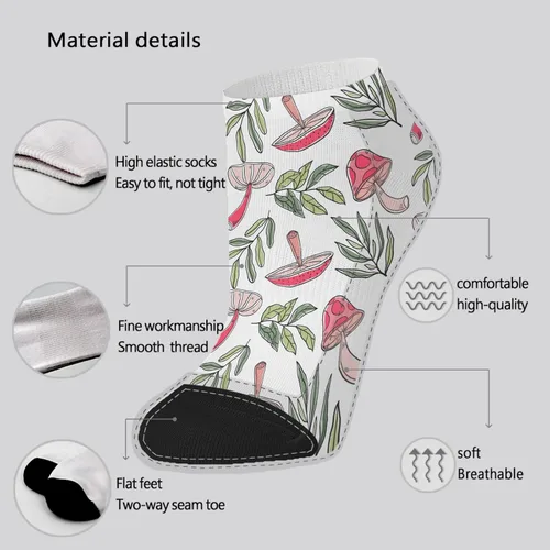 Vista 6 de devor No Show Socks for Women Dress Socks for Women's Casual Socks Humor Cute Mushrooms Funny Mushrooms Magic Mushrooms Plant Forest Short Boot