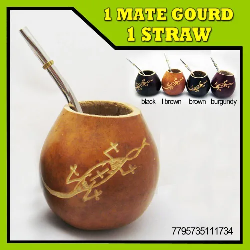 Vista 7 de LIZARD MATE GOURD YERBA TAZA DE TÉ CON BOMBILLA DE PAJA BEBIDA DESTOX HECHA A MANO 1734