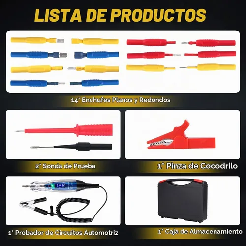 Vista 6 de Kit de Sonda de Luz de Prueba, Probador de Circuito Automotriz LED Digital de 3-72V DC con Voltímetro, Kit de Prueba de Sonda Eléctrica de 18 Piezas