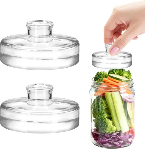 Vista 10 de 2 pesas de vidrio de fermentación para frascos de boca ancha, botellas de pepinillos con tapas de sellado para una fermentación eficiente, tapas