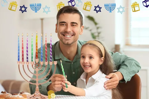 Vista 4 de Paquete de 10 velas de menorá trenzadas de lujo de Hanukkah para las 8 noches de Janucá, multicolor, 1 hora de tiempo de combustión