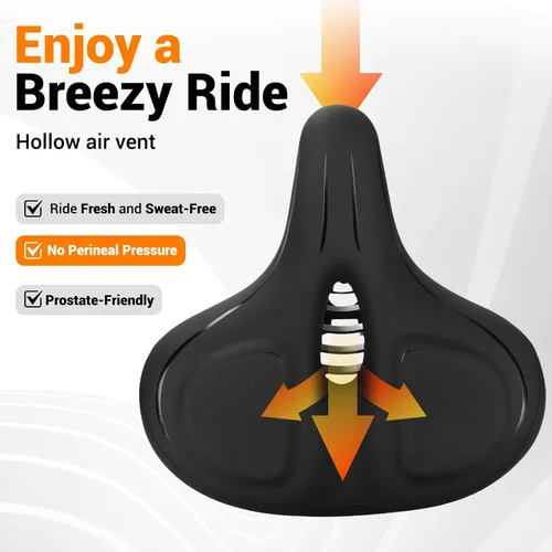 Vista 5 de TONBUX Wide Bike Seat for for Men & Women, Comfortable Peloton Bike Seat Cushion, Large Bicycle Seat for Stationary, Exercise, Ebike, Cruiser