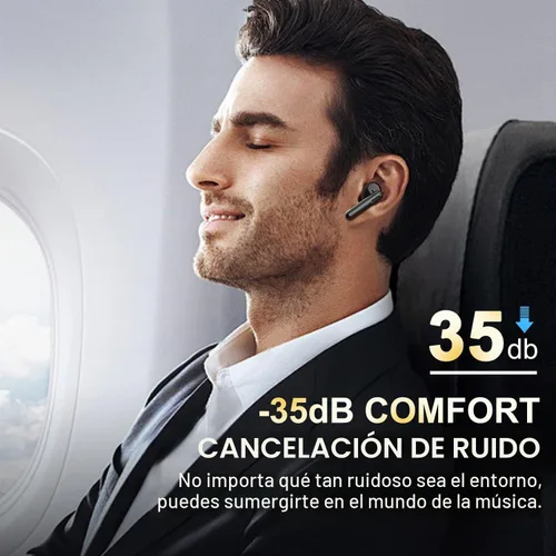 Vista 4 de Auriculares inalámbricos con cancelación de ruido, auriculares A-Negro