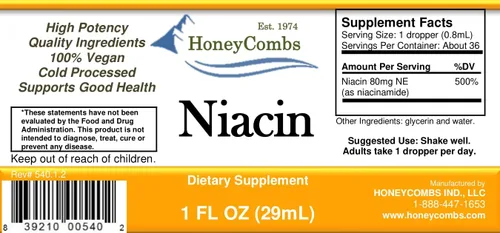 Vista 2 de HoneyCombs Vitamina B3 Niacina Líquida 500% DV Niacinamida B3 Suplemento Sublingual Complejo B Vitamina - Hecho en Estados Unidos - Niacina Vitamina
