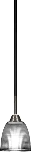 Vista 102 de Toltec Lighting Paramount - Mini colgante de 1 luz en acabado negro mate con cristal de arte perla de 7 pulgadas y estilo negro