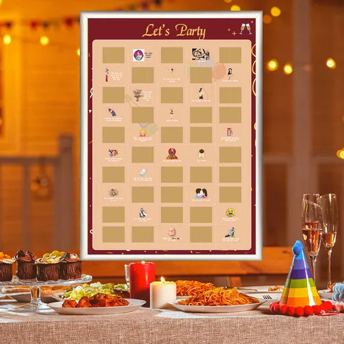 Vista 3 de NTZS Póster para rascar de 50 aventuras de fiesta - Lista de castigos de fiesta (41.9 cm x 59.4 cm) Regalo de Navidad y festival