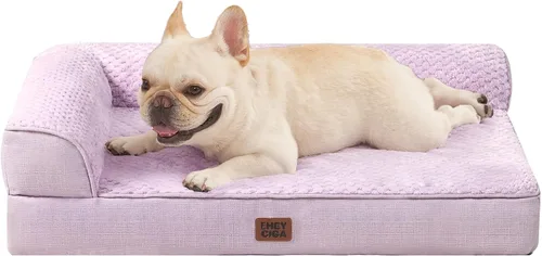 Vista 46 de EHEYCIGA - Cama ortopédica para perros de tamaño mediano, cama de espuma viscoelástica para perros, color beige Small Dog Sofa with Washable