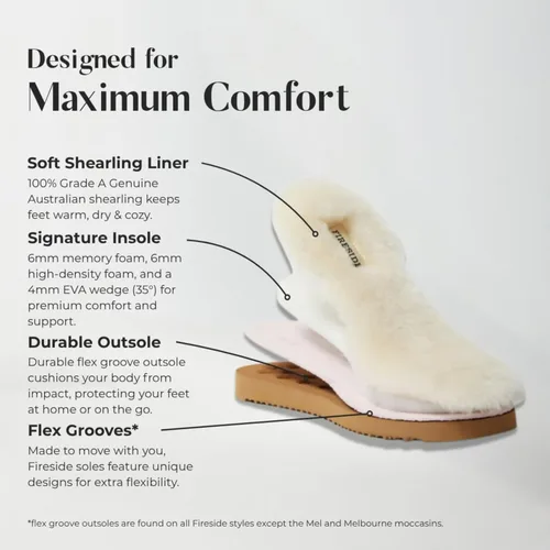 Vista 10 de Dearfoams Fireside Sydney Pantuflas anchas de piel de oveja para mujer, para interiores y exteriores