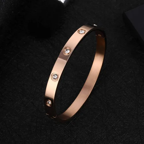 Vista 5 de YCSLYW Women's Stainless Steel Bracelet Jewelry Crystal Bracelet With Cube Zircon Hinge Jewelry oval Bangle Witness the Gift of Love