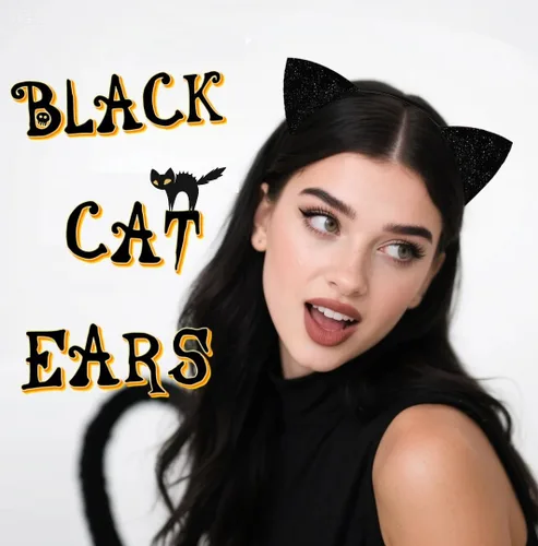 Vista 2 de Huachi Cat Ears Headbands for Women Adult Black: Halloween Cat Women Costume Outfit Hair Accessories 3 Pack Negro