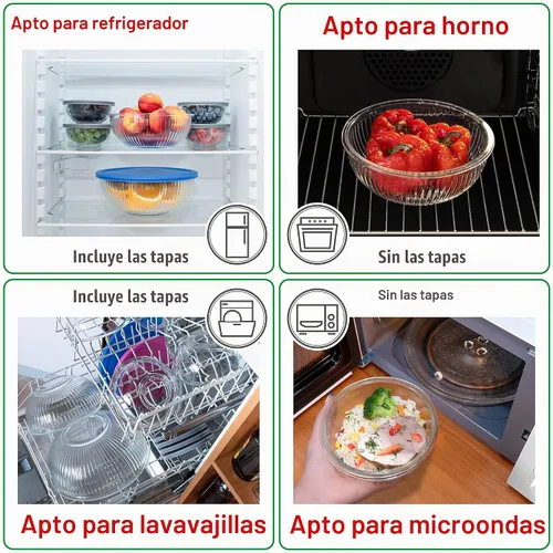 Vista 4 de Juego de 6 cuencos de vidrio apilables que ahorran espacio