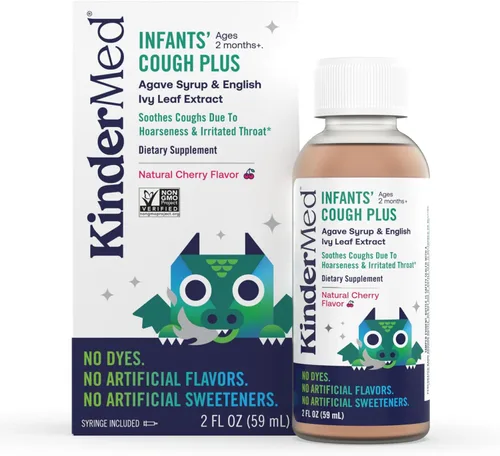 Vista 9 de KinderMed Paquete económico de día y noche para la tos para bebés, jarabe de agave orgánico y extracto de hoja de hiedra inglesa, sin colorantes