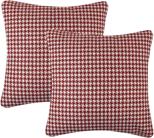 Vista 6 de Yeiotsy 2 fundas de cojín geométricas de pata de gallo para sofá, cama y silla, hechas de algodón y lino (18 x 18 pulgadas, negro)