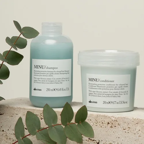 Vista 3 de Davines Champú MINU, champú de retención de color para cabello teñido y tratado, protege y mantiene el cabello brillante, brillante durante más