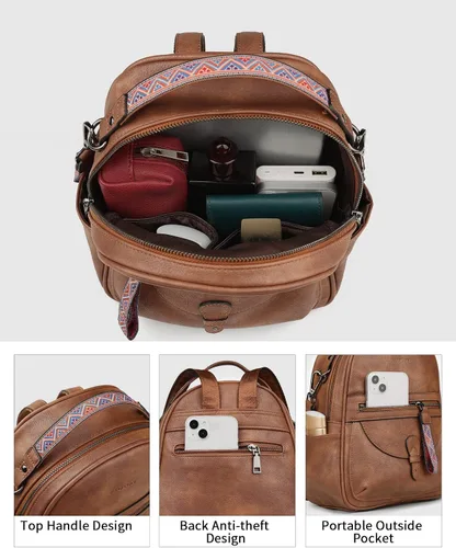 Vista 9 de FADEON Bolsos cruzados para mujer y bolso mochila Colección Marrón