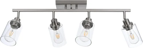 Vista 10 de MELUCEE Kit de Iluminación de Riel de 4 Luces, Luminarias de Latón para Tocador de Baño con Cabezal de Riel Ajustable, Lámpara de Techo Tipo Foco