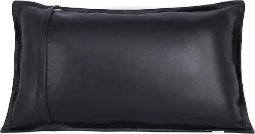 Vista 2 de Funda de almohada rectangular de piel de cordero – Funda de cojín para sofá – Fundas decorativas para sala de estar y dormitorio, caja negra