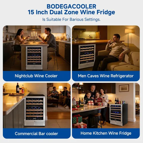 Vista 9 de BODEGA 24 Inch Dual Zone Wine Fridge, 41℉ to 72℉, Holds 46 Bottles