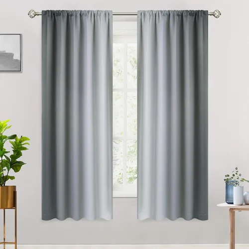 Vista 19 de COSVIYA Cortinas degradadas con dobladillo para cortinero, cortinas de oscurecimiento de habitación de 63 pulgadas de largo, cortinas degradadas