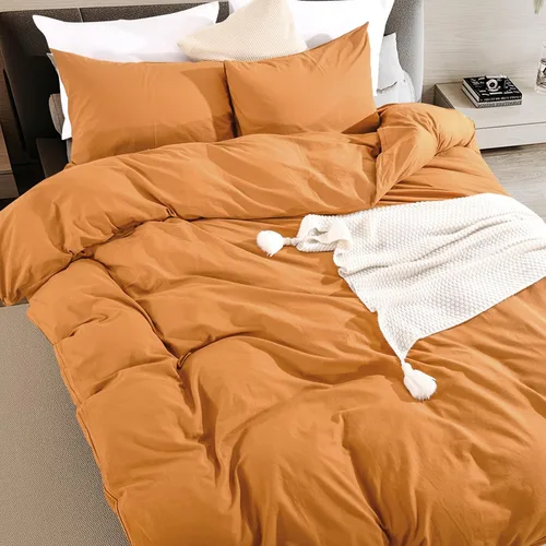 Vista 127 de NEXHOME PRO Funda de edredón Twin XL 100% algodón lavado, transpirable, duradera, texturizada, similar al lino, juego de ropa de cama para el hogar