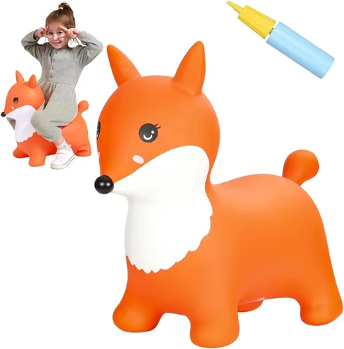 Vista 9 de INPANY Caballo hinchable, juguetes de tolva de dinosaurio, animal que rebota para niños, decoraciones de fiesta de dinosaurios, inflable para niños