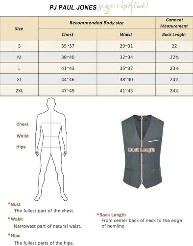 Vista 2 de PJ PAUL JONES Chaleco de traje para hombre, chaleco casual de negocios, chaleco formal para boda
