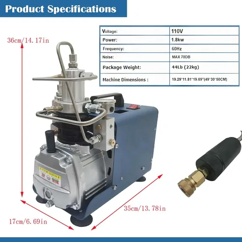 Vista 2 de 30MPA 4500PSI Bomba de compresor de aire eléctrica de alta presión con refrigeración por agua para inflado de alta presión, buceo, lucha contra