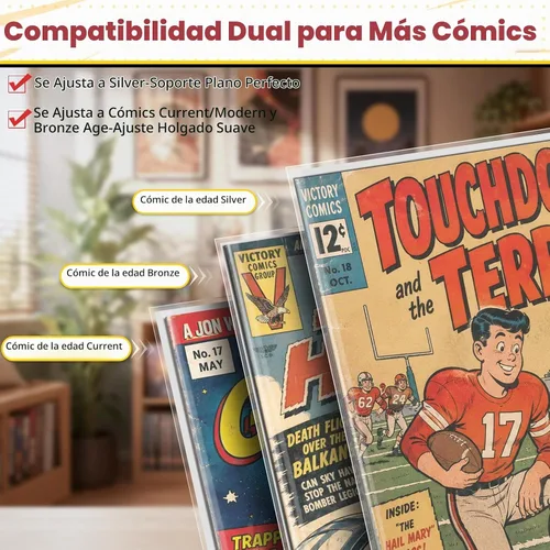 Vista 3 de KKU 200 bolsas y tableros de cómics, bolsas y tableros de cómics transparentes sin ácidos, almacenamiento de cómics para cómics