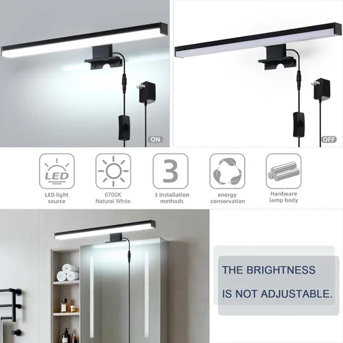 Vista 6 de Lámparas de baño enchufables de 15 pulgadas, barra de luces