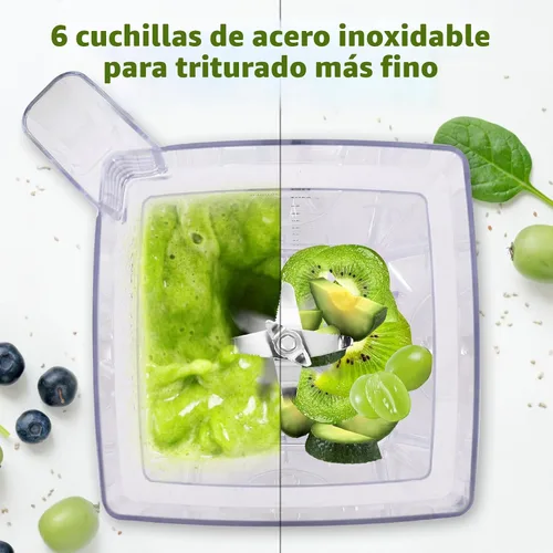 Vista 3 de OMMO Licuadora para batidos: Licuadoras de pico de 1800 W para cocina, jarra sin BPA de 68 onzas, temporizador y control de velocidad, 6 cuchillas