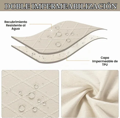 Vista 2 de SearchI Funda Impermeable para Banco de Comedor, Fundas Elásticas y Lavables para Banco, Fundas de Asiento para Bancos Rectangulares de Comedor Beige