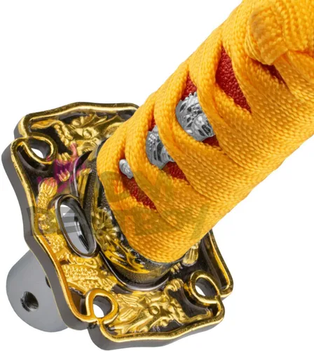 Vista 2 de JDMBESTBOY - Palanca de cambios estilo espada samurái naranja y rojo, de aleación Katana, con adaptadores universales de 10 cm Rojo anaranjado