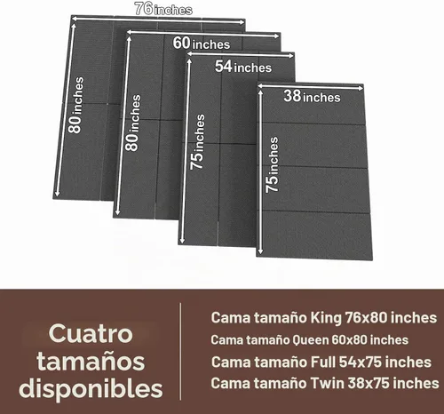 Vista 3 de Caja de resorte plegable, transpirable, minimiza el ruido, resistente a la humedad, soporte de cama de perfil bajo, cama doble grande de 0.394 in