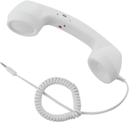 Vista 8 de CM Auricular retro vintage para teléfono celular y micrófono para teléfono inteligente, enchufe de 3.5 mm (Azul)