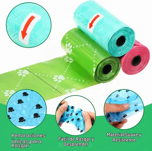 Vista 3 de Thenshop 3000 unidades 200 rollos de bolsas de plástico para excrementos