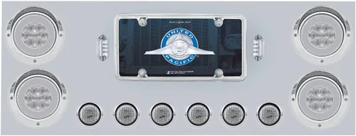 Vista 2 de United Pacific Panel central trasero de acero inoxidable con cuatro 21 LED de 4 "luces GLO Seis 9 LED de 2" luces, rojo, 34281