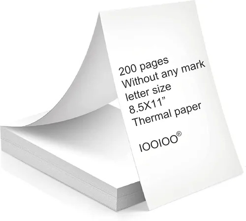 Vista 9 de IOOIOO Papel de impresora térmica BPS libre de BPA, (100 páginas, Continuo, sin marca, 3 años)