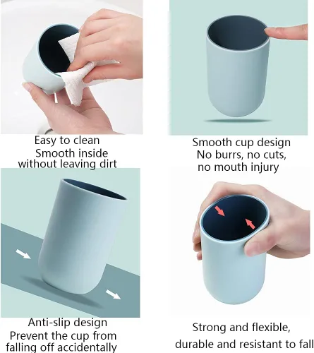 Vista 3 de Juego de 2 vasos irrompibles reutilizables para cepillos de dientes, vasos de plástico para cepillos de dientes, 10.1 fl oz/10.5 onzas, aptos