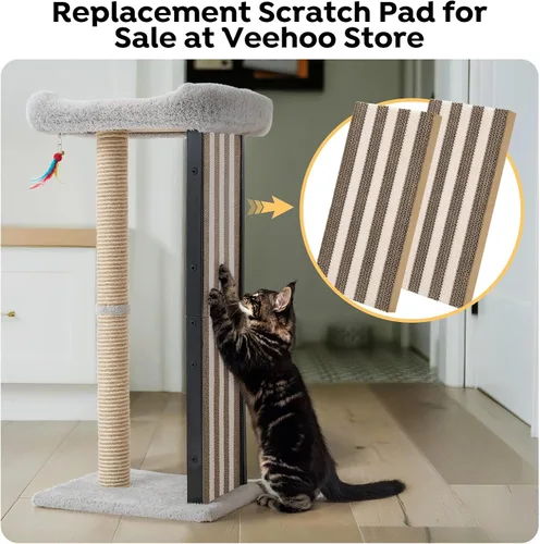 Vista 13 de Veehoo Poste Rascador de Gatos de 35" de Altura para Gatos de Interior Adultos, Almohadilla Rascadora para Gatos Robusta con Marco de Metal