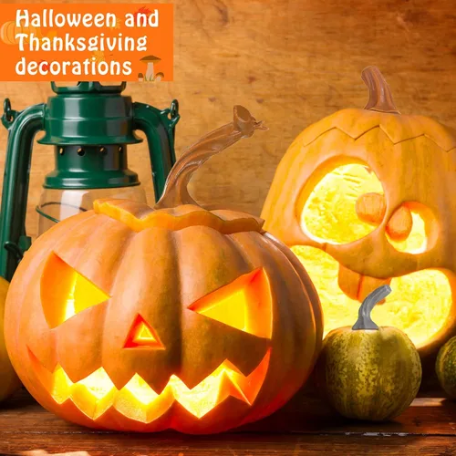 Vista 7 de Maitys 24 tallos de calabaza falsos de Acción de Gracias, tallos de calabaza de plástico para manualidades, suministros de cosecha, manualidades