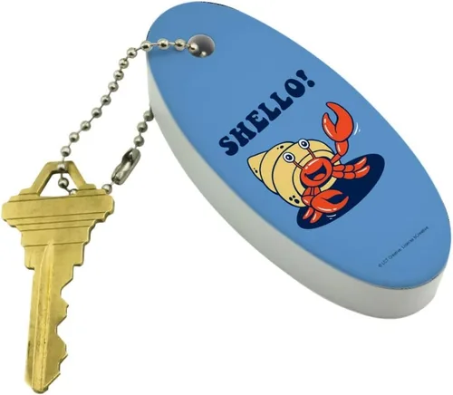 Vista 2 de GRAPHICS & MORE Shello Hello Hermit Cangrejo Cangrejo Divertido Humor Flotante Llavero Ovalado Espuma Pesca Barco Boya Key Float, Multi