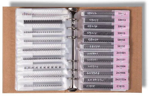 Vista 6 de Libro de surtido de resistencias, condensadores y componentes electrónicos SMD 1206 - 5435 piezas, Libro 1206