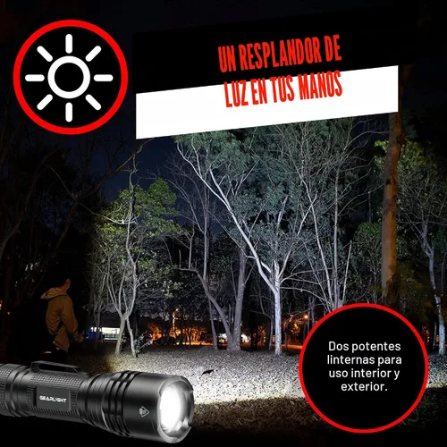 Vista 2 de GearLight Linternas tácticas LED de alto lúmenes, mini linternas para transporte EDC, linterna de emergencia compacta y potente hecha de aluminio