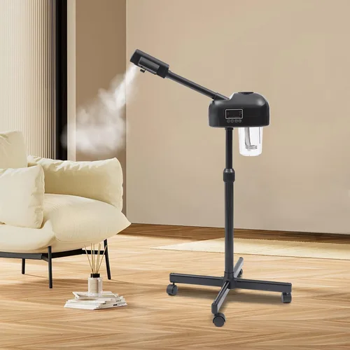 Vista 2 de Vaporizador facial para esteticista de limpieza profunda facial con niebla caliente, ruedas giratorias y boquilla giratoria de 360°, herramientas