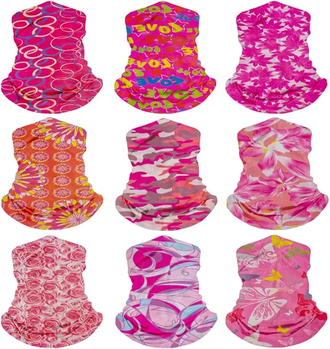 Vista 12 de 9 pañuelos para el cuello para mujer, pasamontañas, tubo, máscara facial UV, diadema, para hombre, para esquí, refrescante, paquete de envoltura