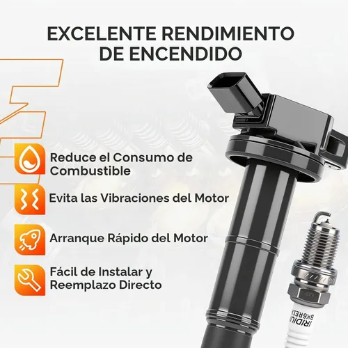 Vista 2 de Paquete de bobina de encendido UF333 y kit de bujías de iridio para Toyota