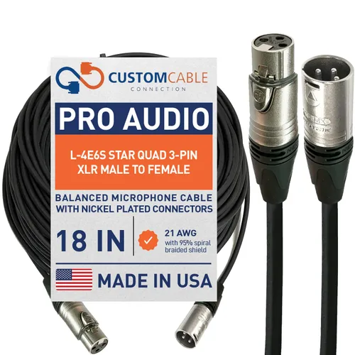 Vista 55 de Custom Cable Connection Canare L-4E6S Star Quad XLR macho de 3 pines XLR macho a 1/4" (6.35mm) TRS cable de micrófono/audio equilibrado