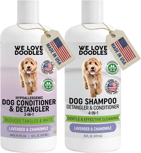 Vista 13 de Champú, acondicionador y desenredante para perros, el mejor champú para pelo de mascotas, hipoalergénico, sin lágrimas, piel sensible para cachorros